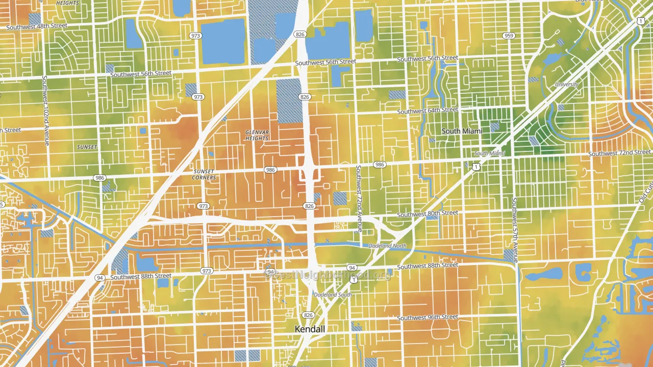 Bike Grade map of Glenvar Heights, FL