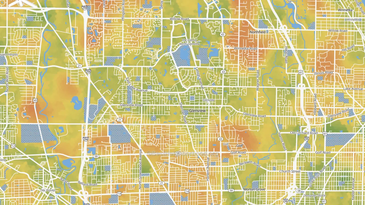 Bike Grade map of Glenview, IL