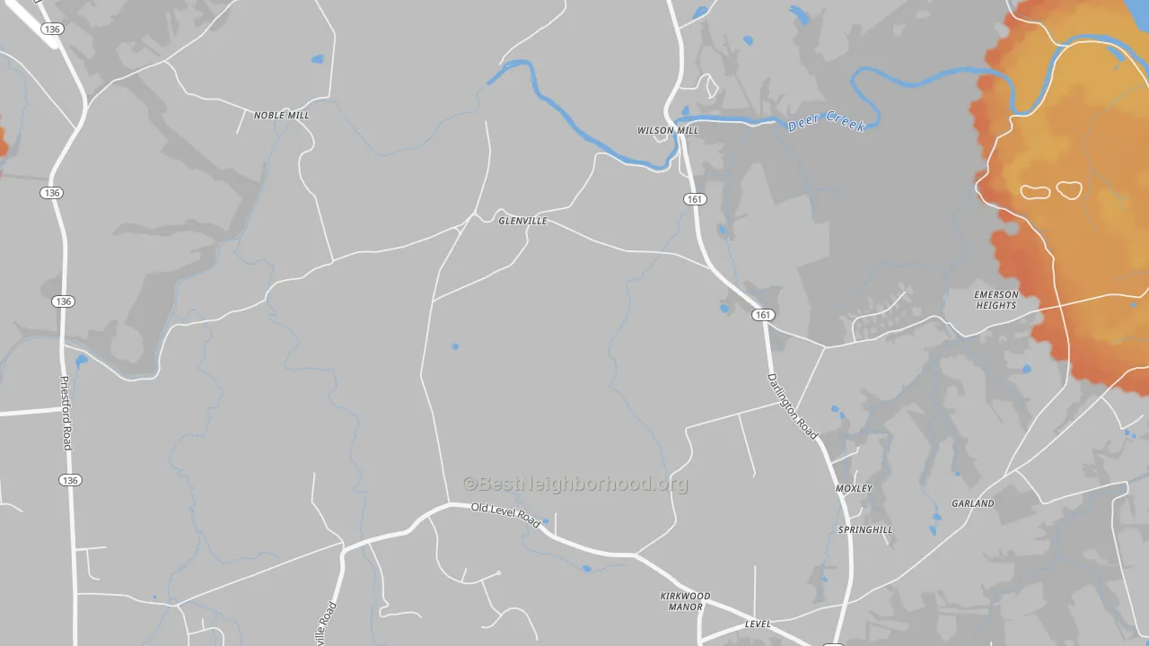 Bike Grade map of Glenville, MD