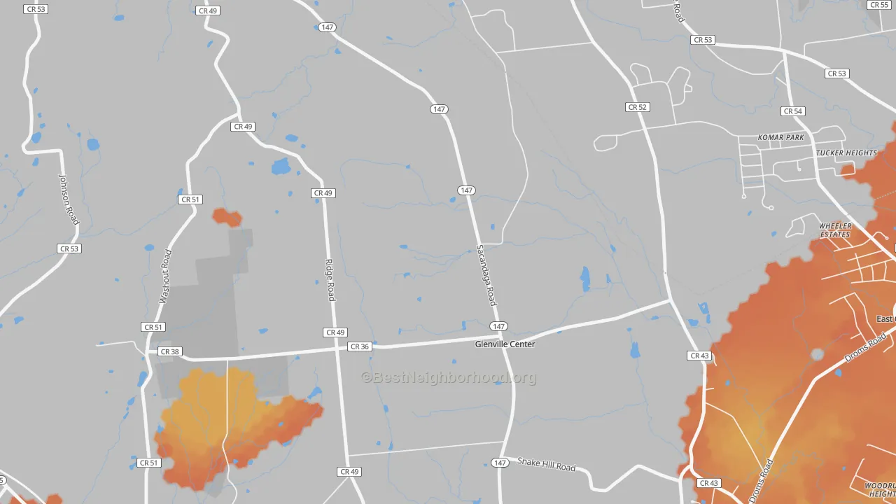 Bike Grade map of Glenville, NY