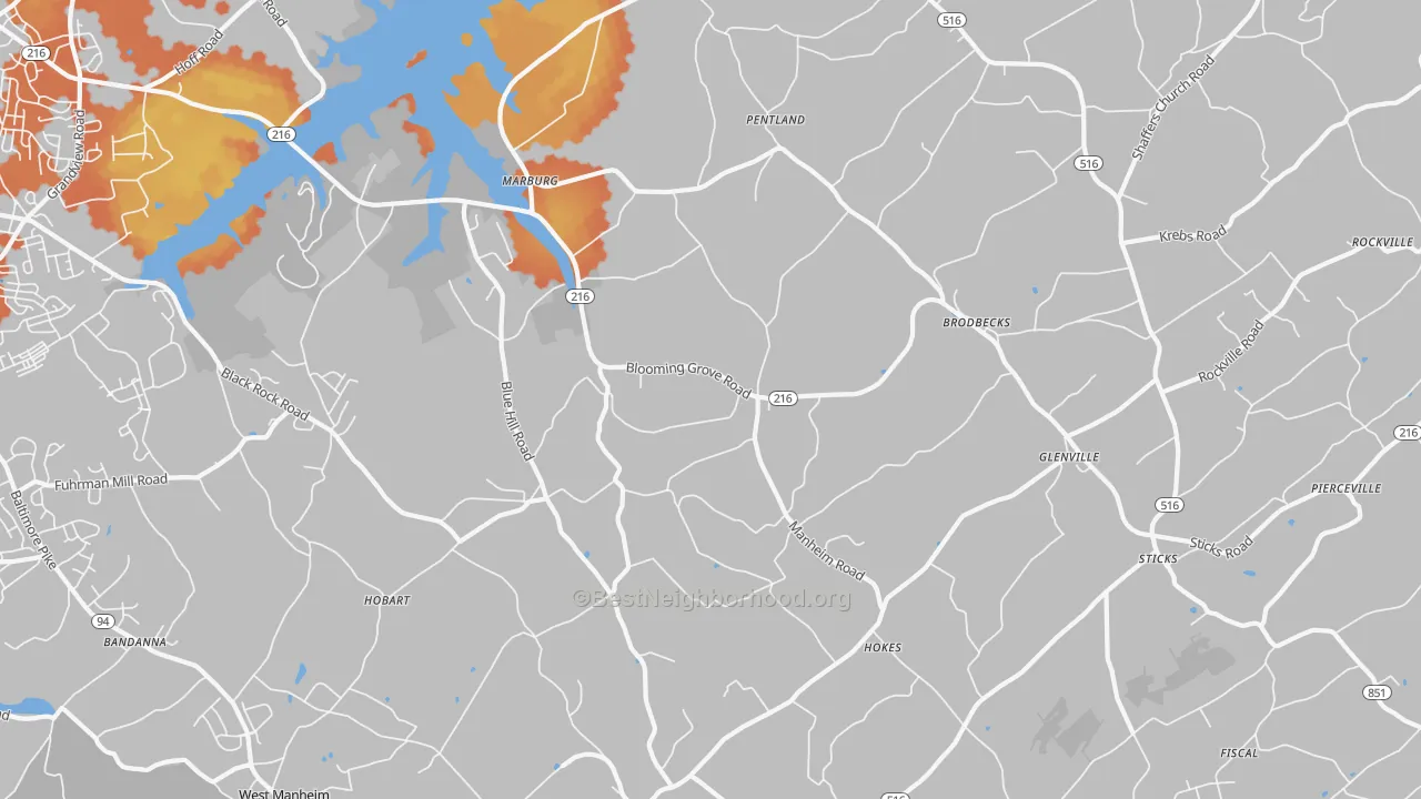 Bike Grade map of Glenville, PA