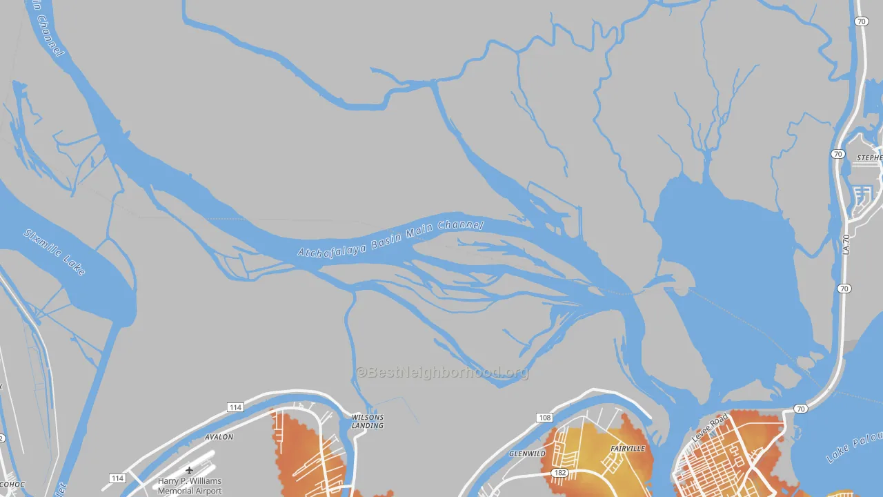 Bike Grade map of Glenwild, LA