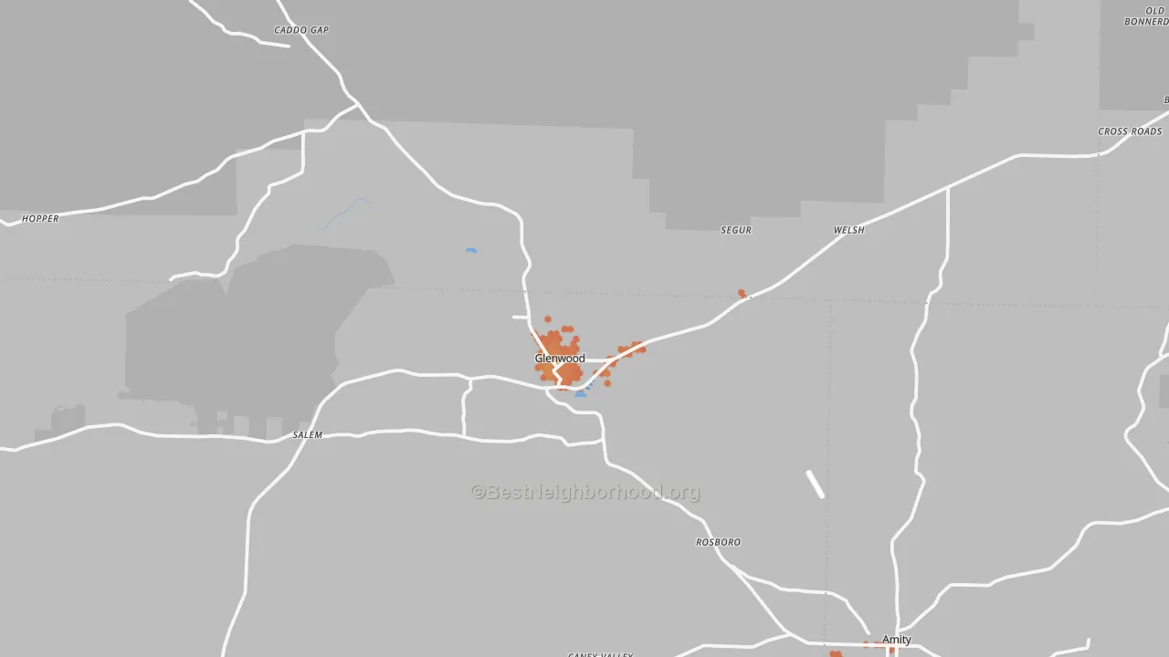 Bike Grade map of Glenwood, AR