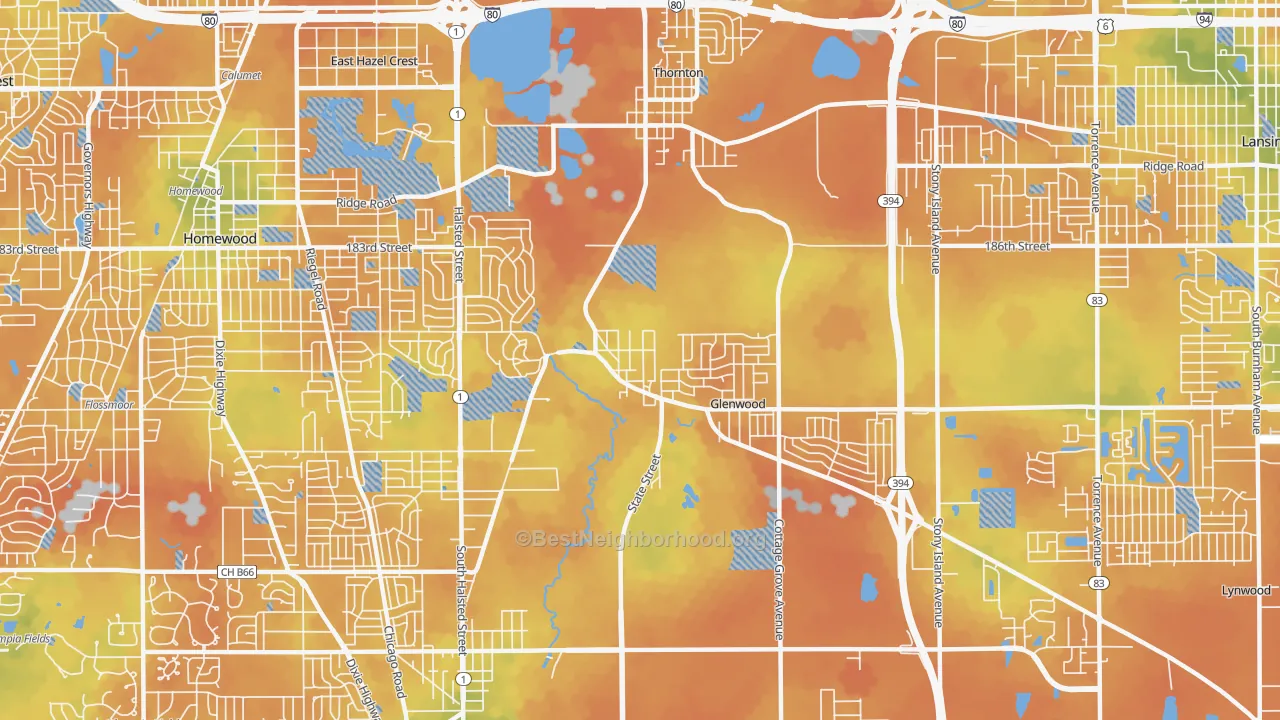 Bike Grade map of Glenwood, IL