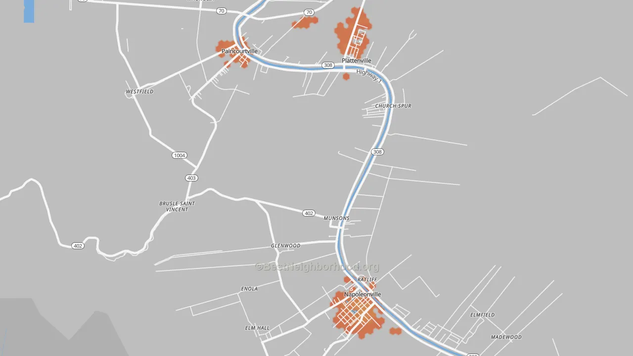 Bike Grade map of Glenwood, LA