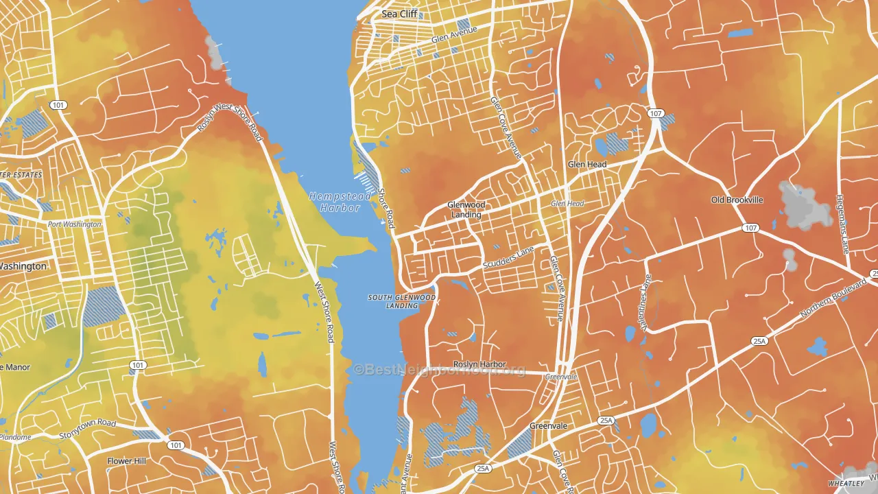 Bike Grade map of Glenwood Landing, NY