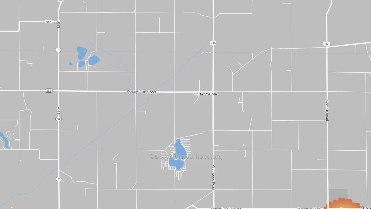 Bike Grade map of Glenwood, MI