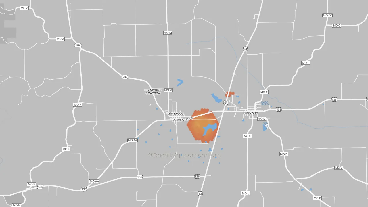 Bike Grade map of Glenwood, MO