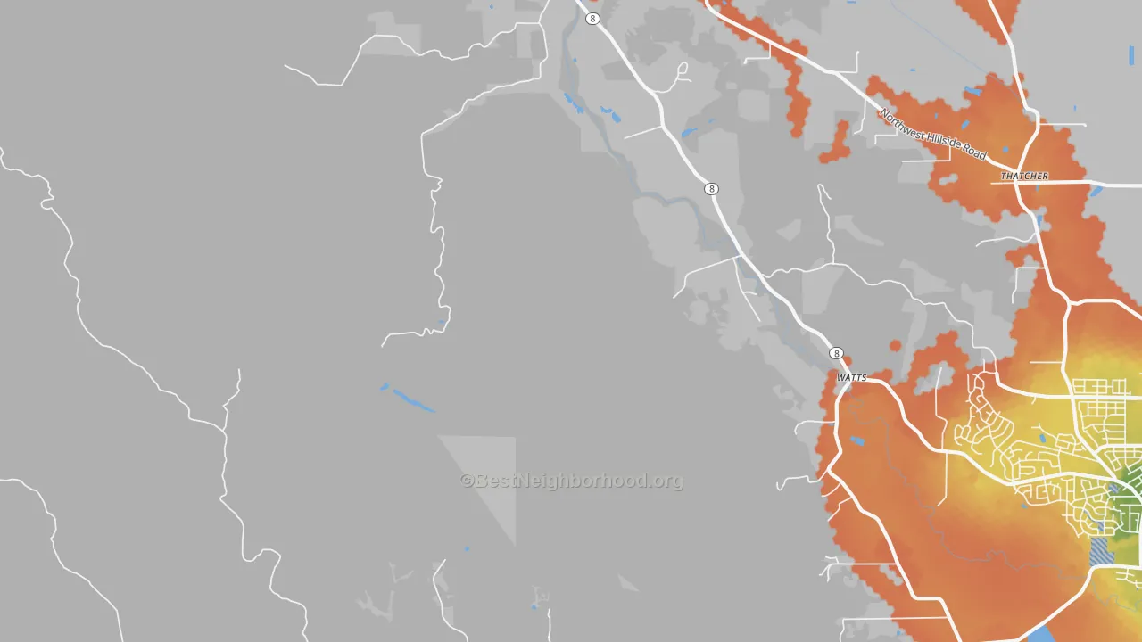 Bike Grade map of Glenwood, OR
