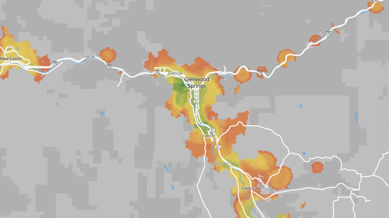 Bike Grade map of Glenwood Springs, CO