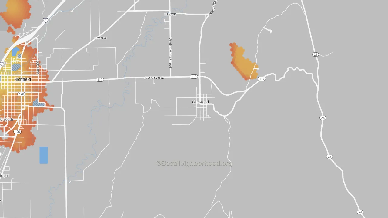 Bike Grade map of Glenwood, UT