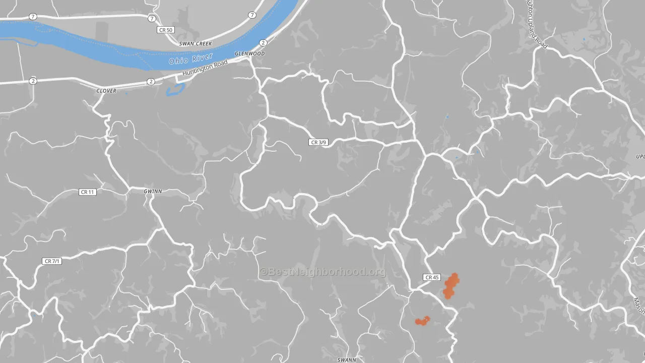 Bike Grade map of Glenwood, WV