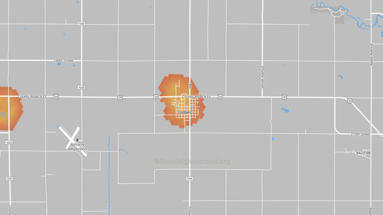 Bike Grade map of Glidden, IA