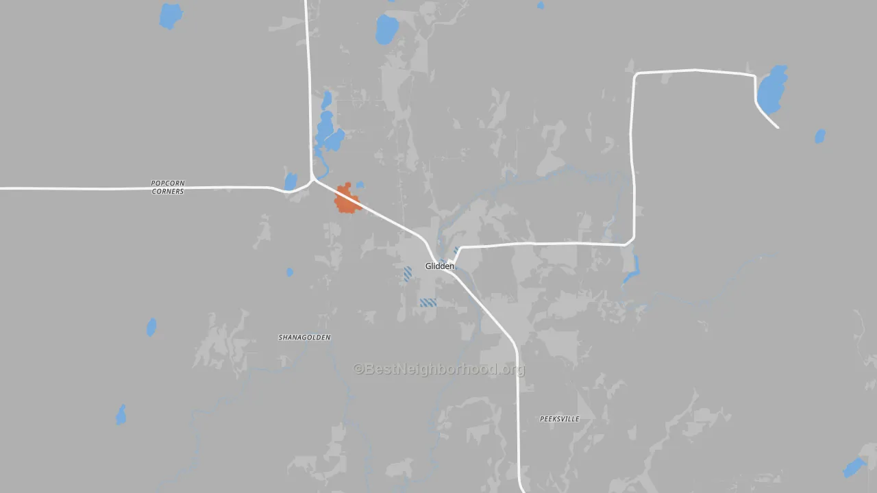 Bike Grade map of Glidden, WI