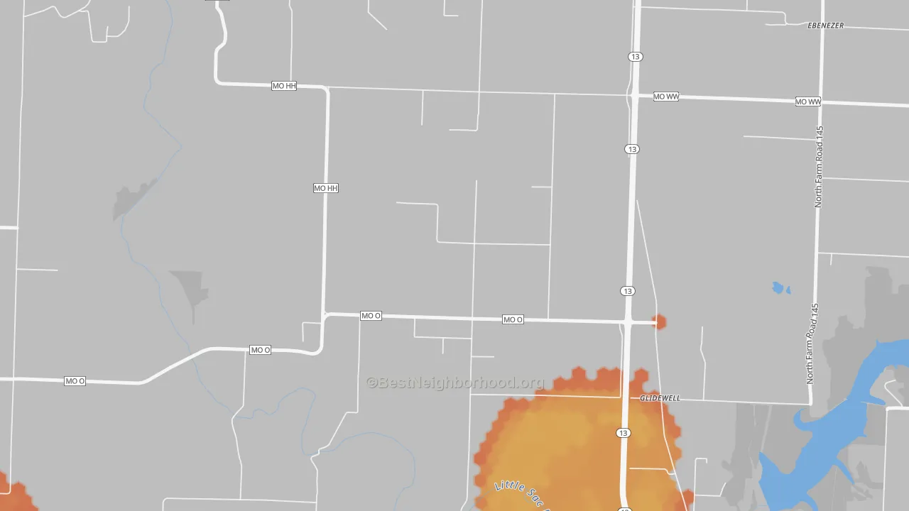 Bike Grade map of Glidewell, MO