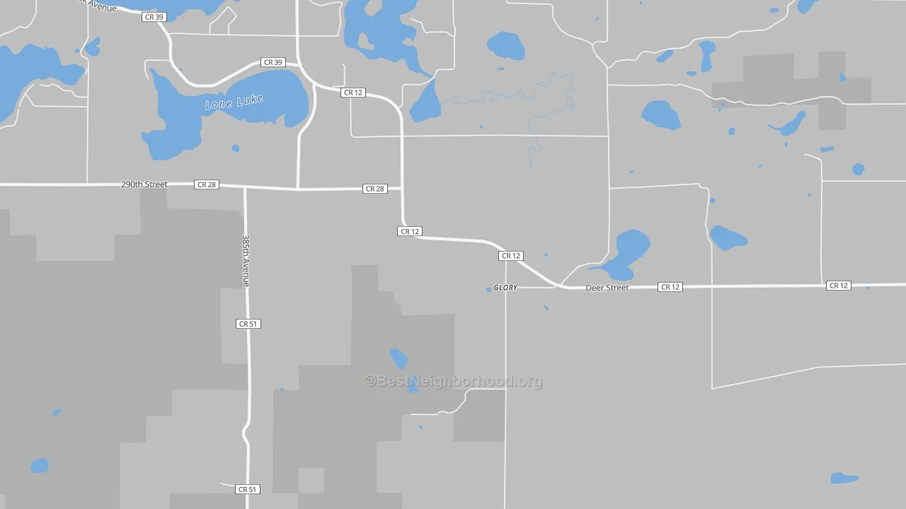 Bike Grade map of Glory, MN