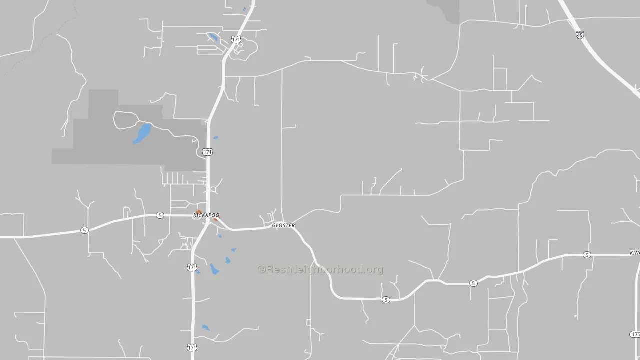 Bike Grade map of Gloster, LA