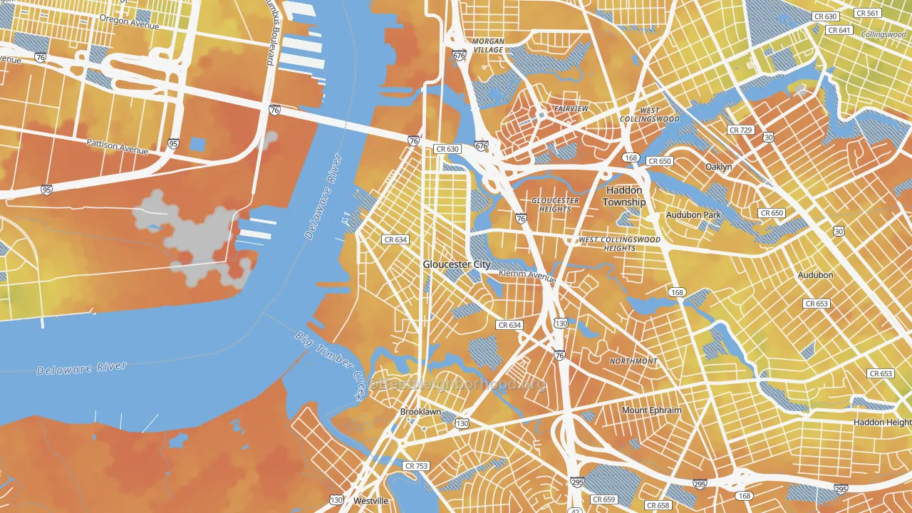 Bike Grade map of Gloucester City, NJ