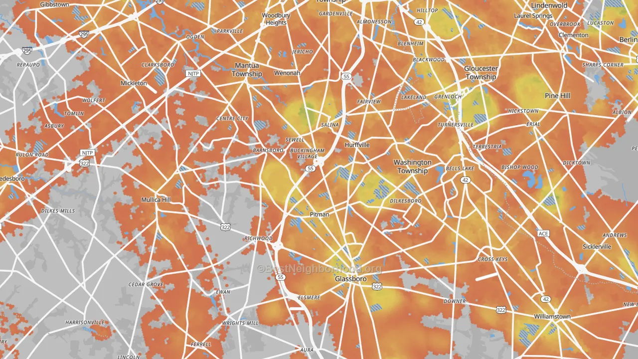 Bike Grade map of Gloucester County, NJ