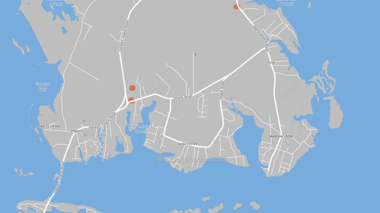 Bike Grade map of Gloucester, NC