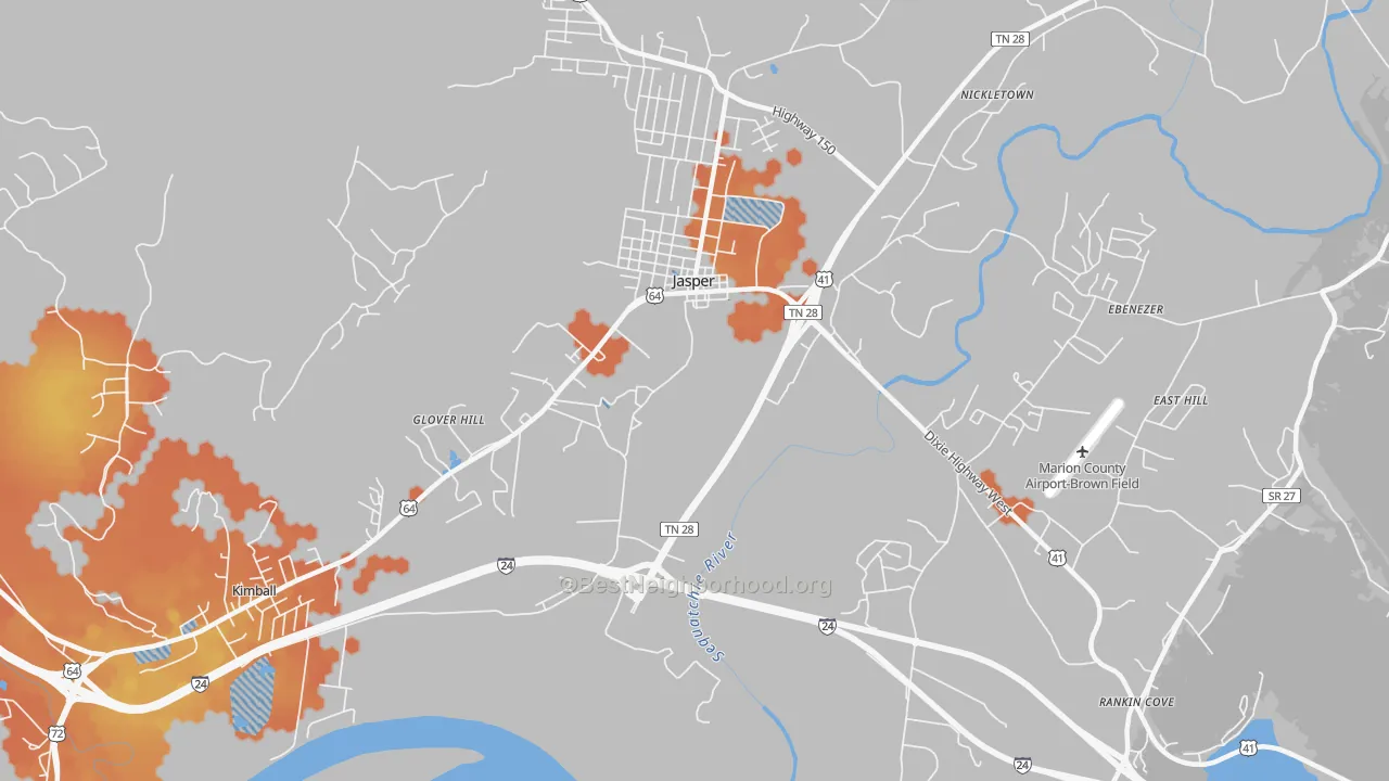 Bike Grade map of Glover Hill, TN
