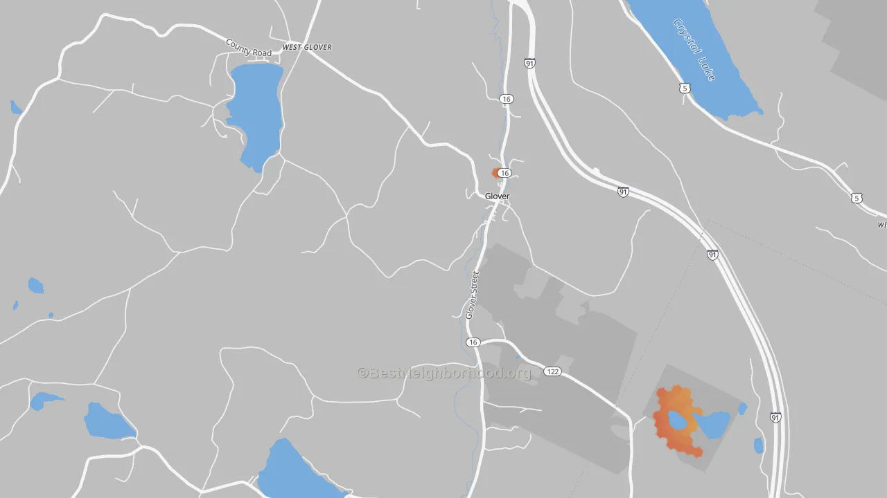 Bike Grade map of Glover, VT