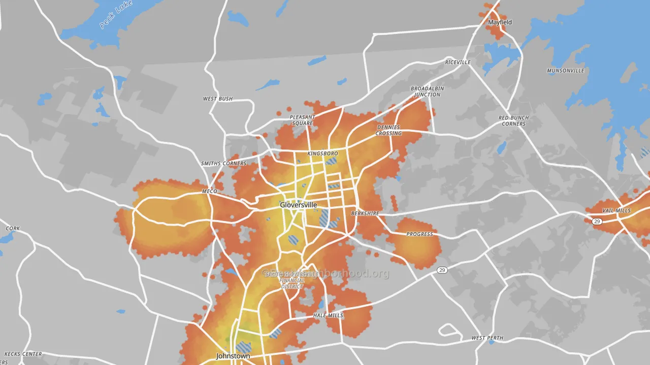 Bike Grade map of Gloversville, NY