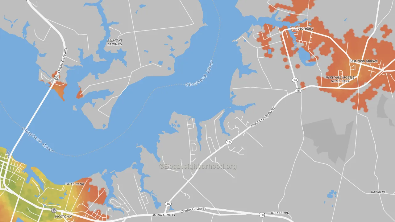 Bike Grade map of Gluckheim, MD