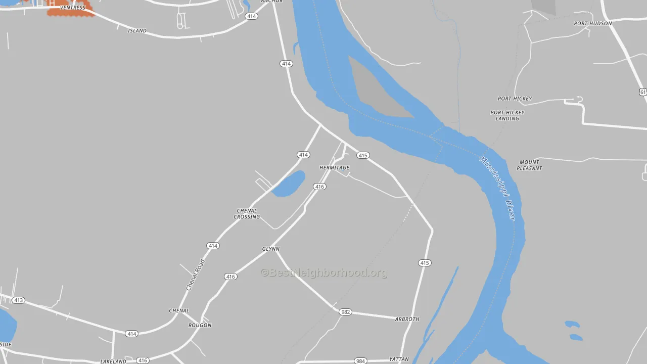 Bike Grade map of Glynn, LA