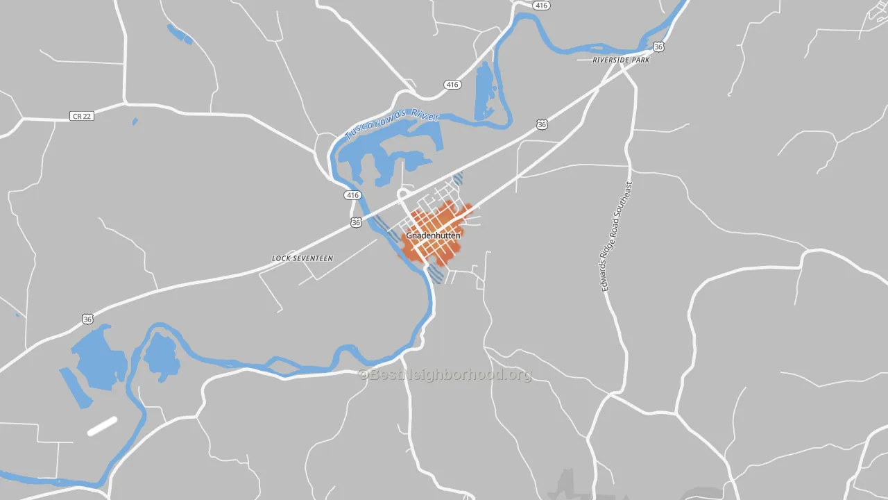 Bike Grade map of Gnadenhutten, OH