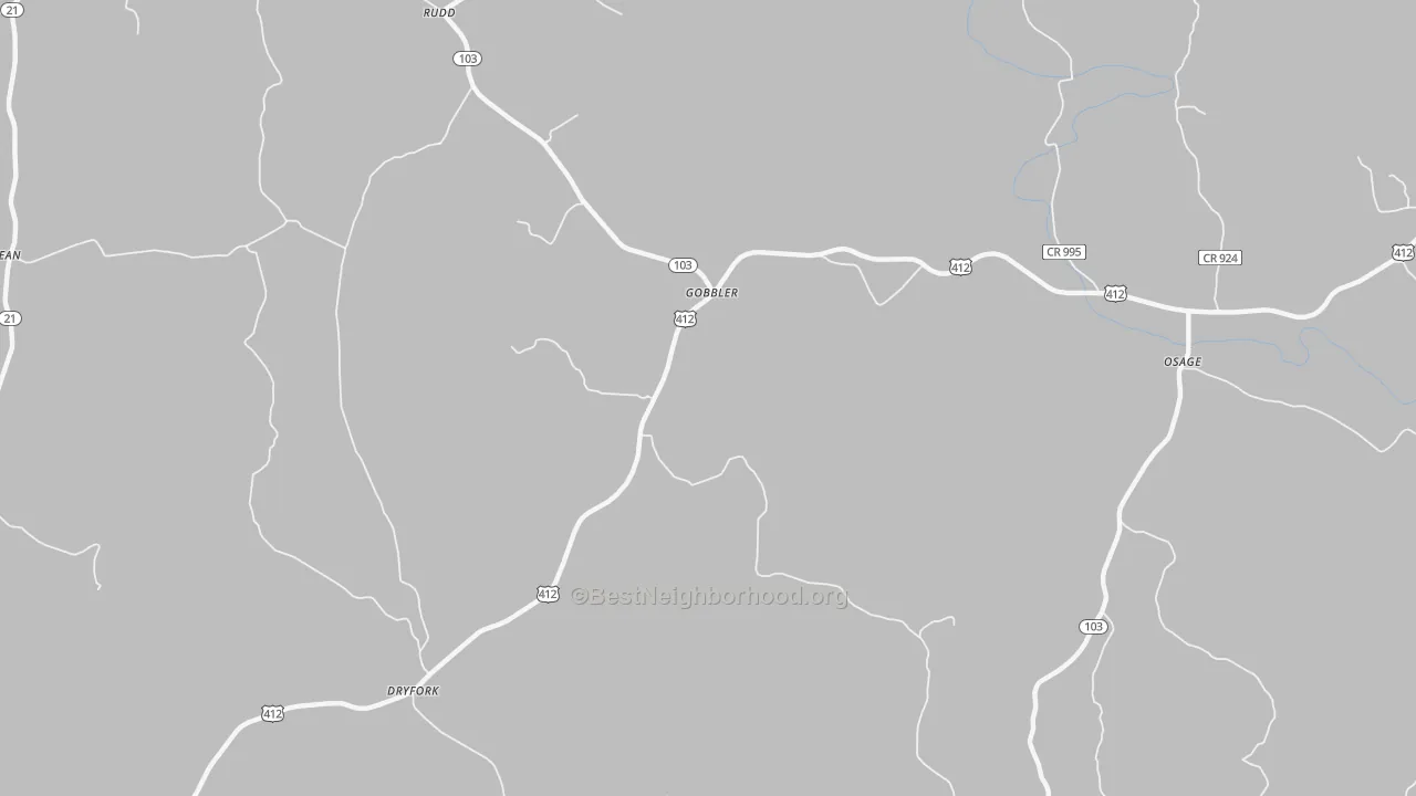 Bike Grade map of Gobbler, AR