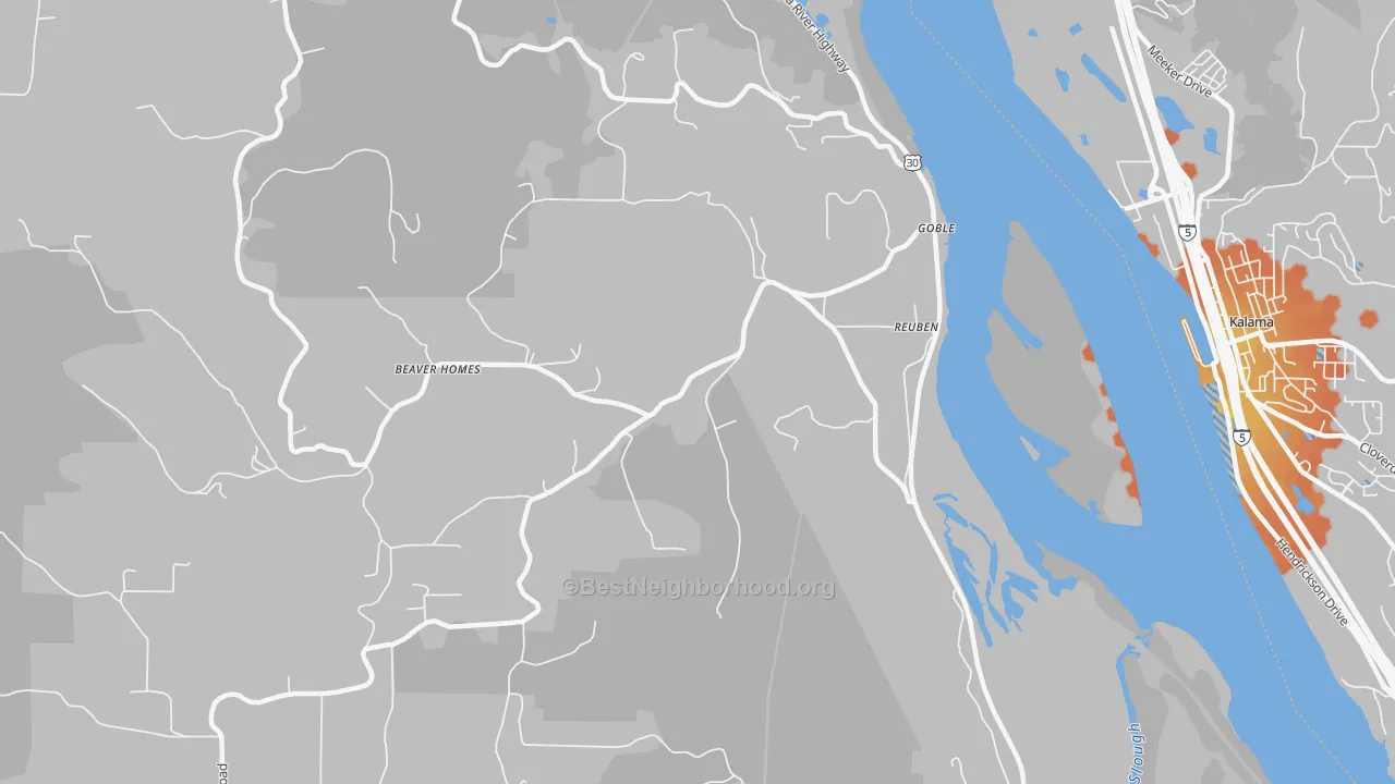 Bike Grade map of Goble, OR