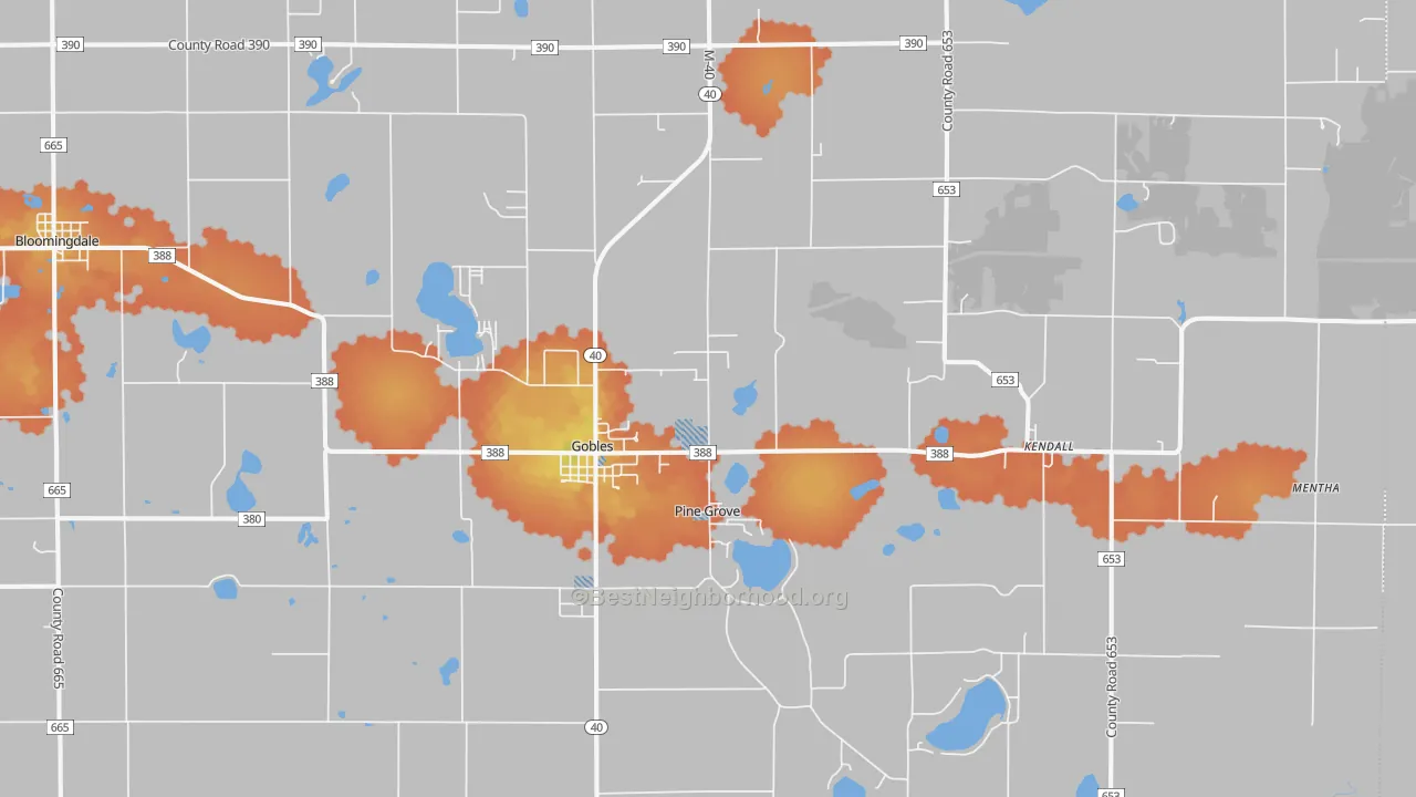 Bike Grade map of Gobles, MI