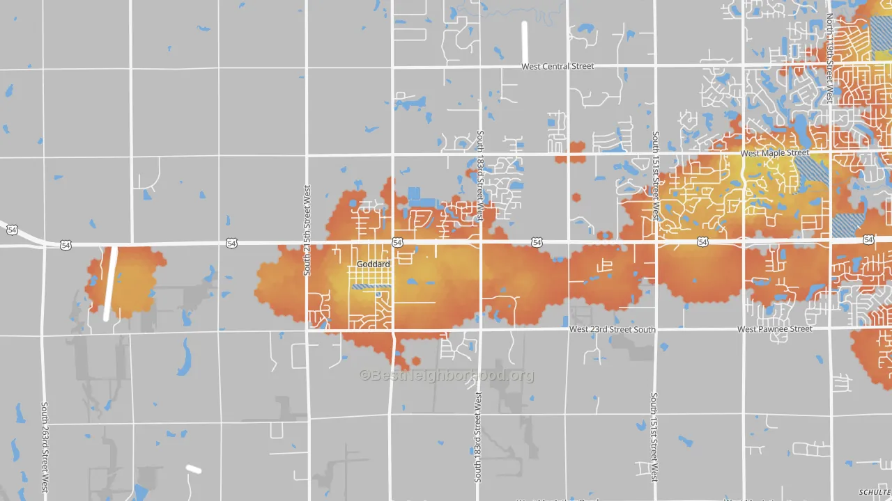 Bike Grade map of Goddard, KS