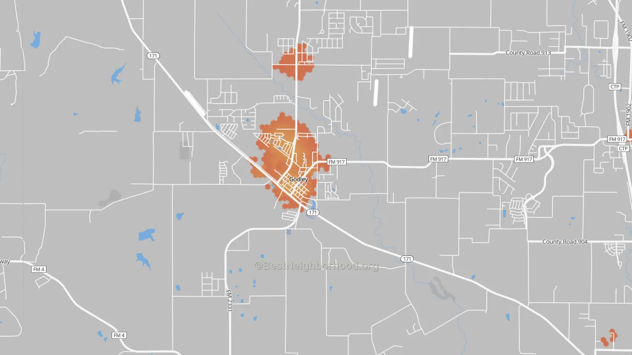 Bike Grade map of Godley, TX