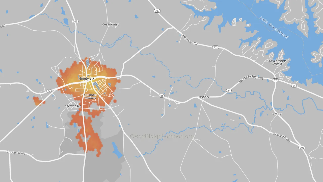 Bike Grade map of Godsey, SC