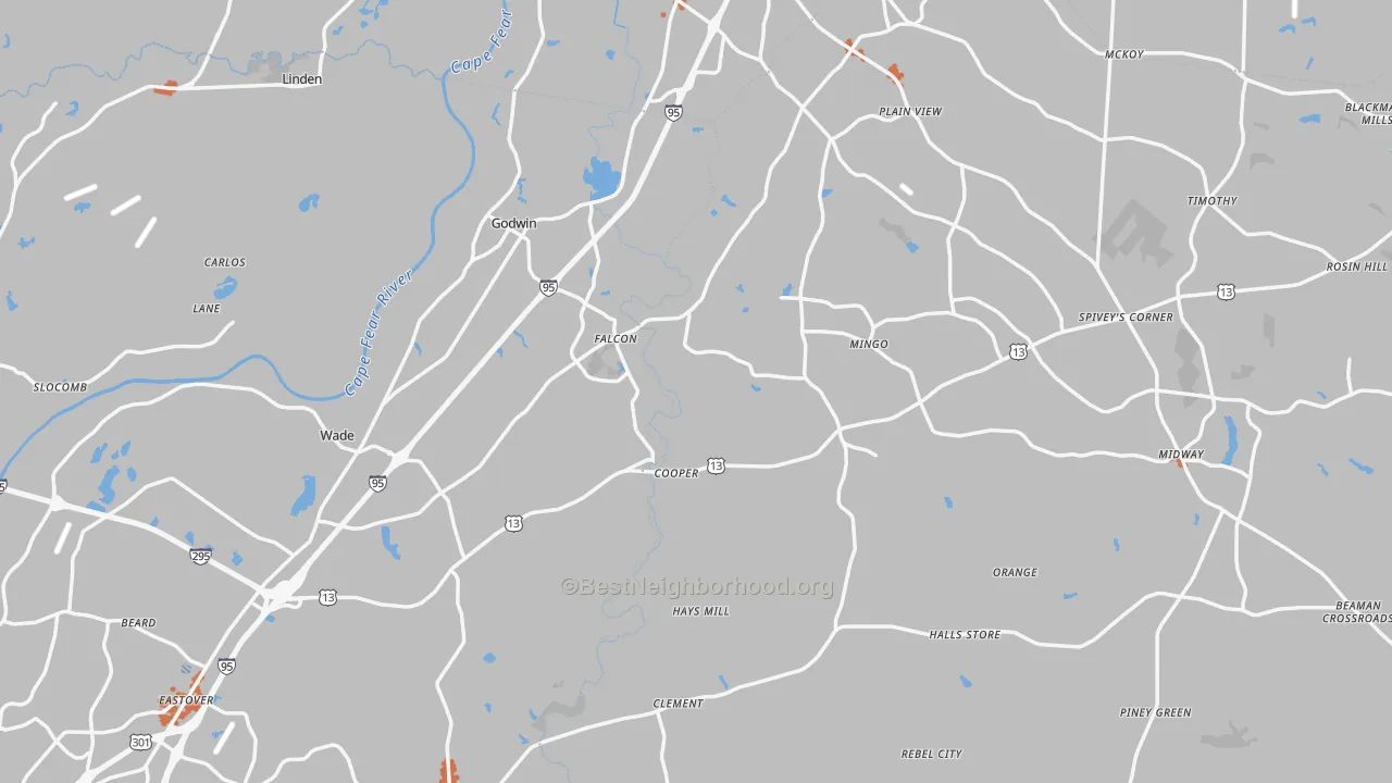 Bike Grade map of Godwin, NC