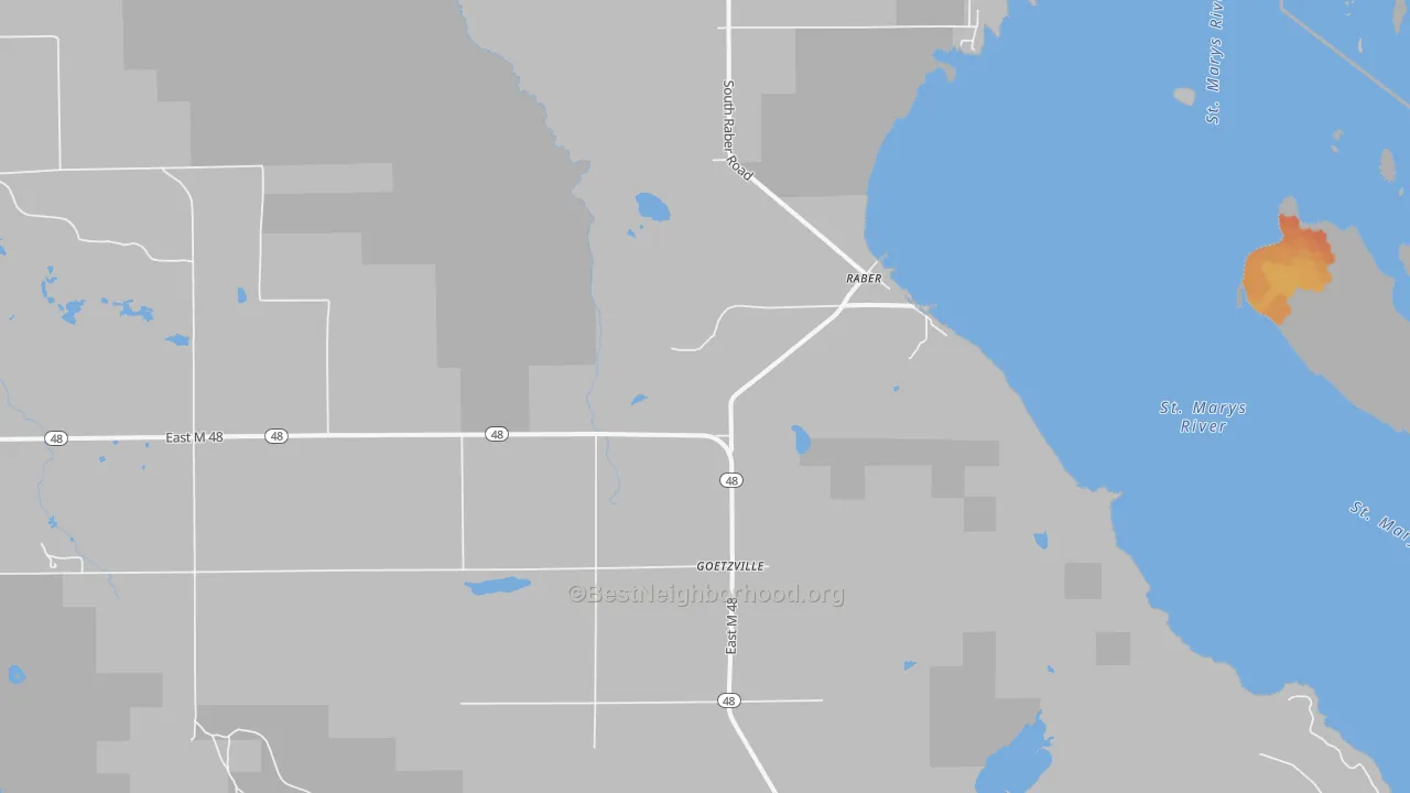 Bike Grade map of Goetzville, MI