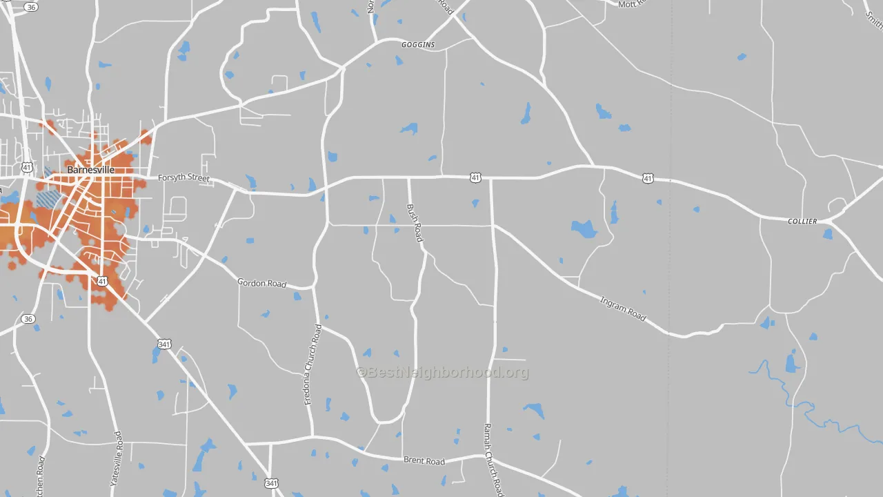 Bike Grade map of Goggins, GA
