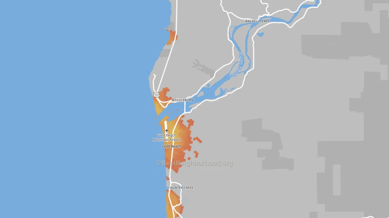 Bike Grade map of Gold Beach, OR