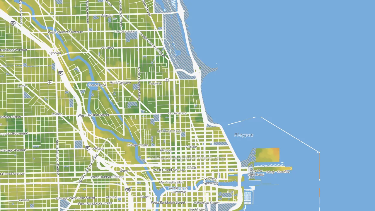 Bike Grade map of Gold Coast, Chicago, IL