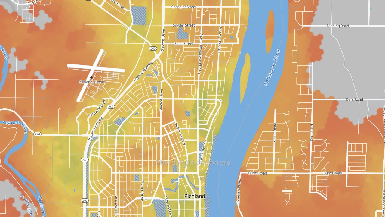 Bike Grade map of Gold Coast, Richland, WA