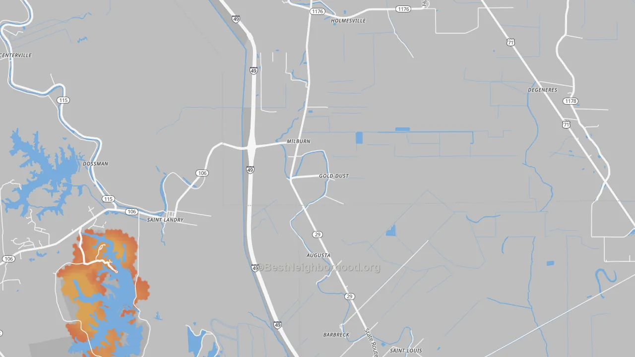 Bike Grade map of Gold Dust, LA