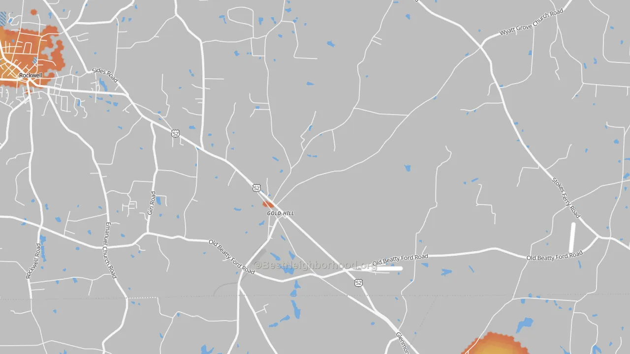 Bike Grade map of Gold Hill, NC