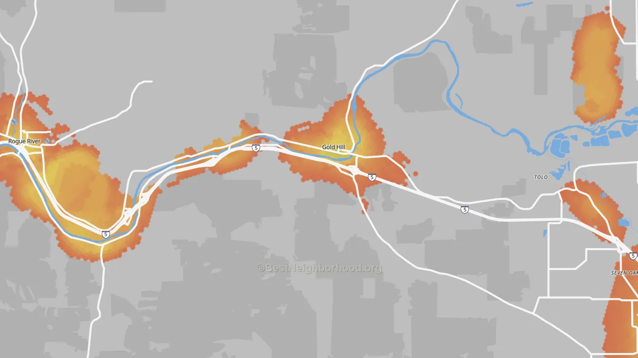 Bike Grade map of Gold Hill, OR