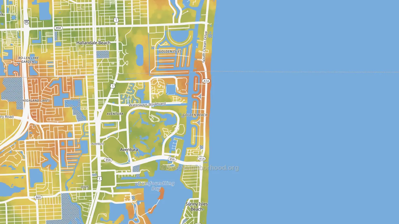 Bike Grade map of Golden Beach, FL