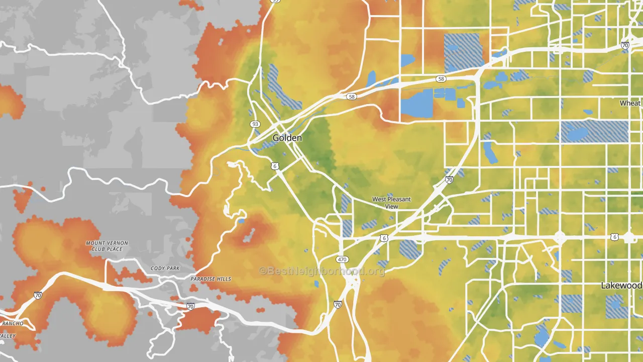 Bike Grade map of Golden, CO