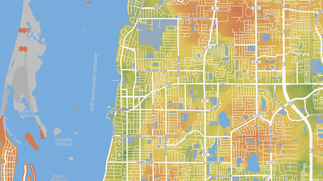 Bike Grade map of Golden Crest, Dunedin, FL