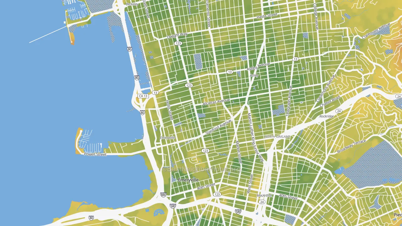 Bike Grade map of Golden Gate, Emeryville, CA