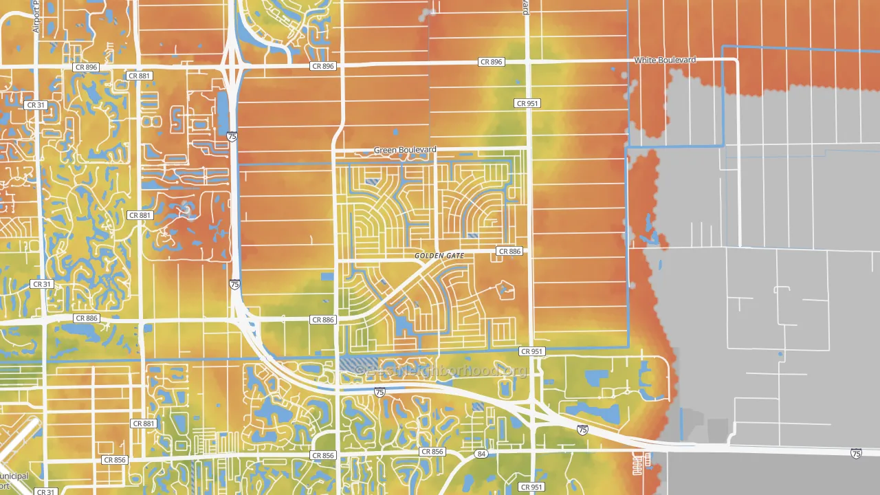 Bike Grade map of Golden Gate, FL